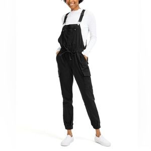Almost Famous Utility Overalls Joggers Pants Jumpsuit in black size medium